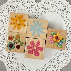 Flower power vintage & Y2K rubber floral stamps